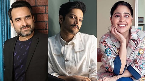 Pankaj Tripathi (L), Ali Fazal (M) and Shweta Tripathi (R) reprise their roles from the popular show for Mirzapur: The Film