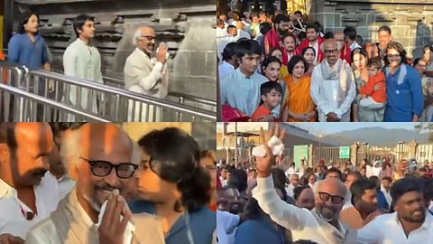 Rajinikanth offers prayers at Tirupati with family for 75th birthday