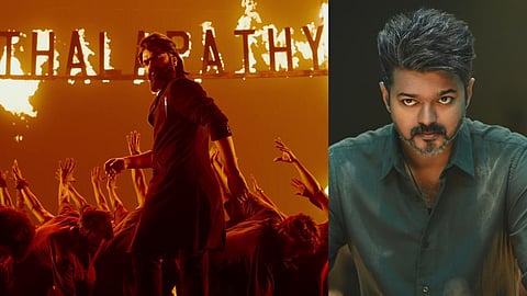 Screengrab from STR in Varisu's 'Thee Thalapathy'; Vijay's still from Jana Nayagan