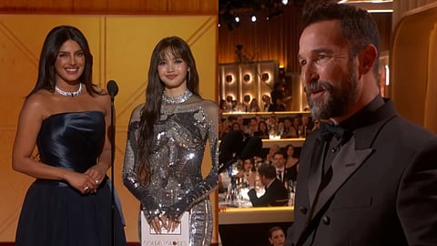 Golden Globes 2026: Priyanka Chopra stuns in navy-blue custom as she presents award to The Pitt actor