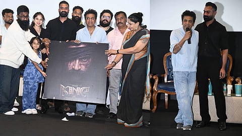 Shivarajkumar and Yogi during the unveiling of King's first look poster