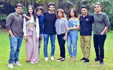 Kartik Aaryan, Ananya Panday and Bhumi Pednekar in Pati Patni Aur Woh remake