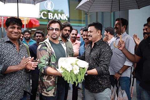 Arjun joins the sets of Dileep's upcoming film, Jack Daniel