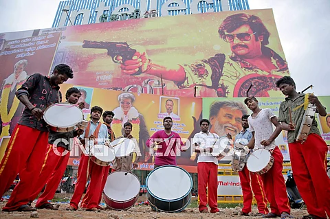 Fans celebrating Rajinikanth's film release