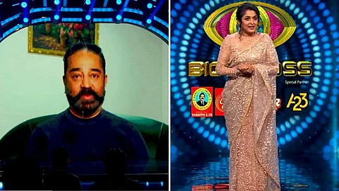 A screenshot of Kamal Haasan and Ramya Krishnan in Bigg Boss Tamil 5