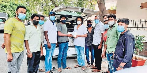 A star in real life: Actor Upendra distributes releif materials to film industry workers