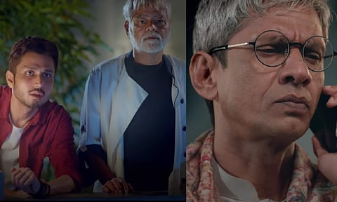 Amol Parashar, Sanjay Mishra, and Vijay Raaz from 36 Farmhouse Trailer
