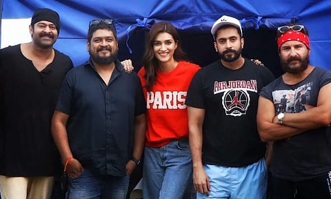 A still of cast and crew members of Adipurush