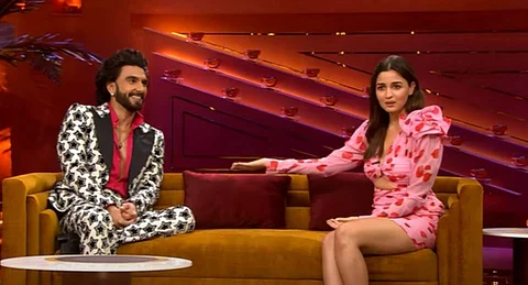 Ranveer Singh and Alia Bhatt on the sets of Koffee with Karan season 7