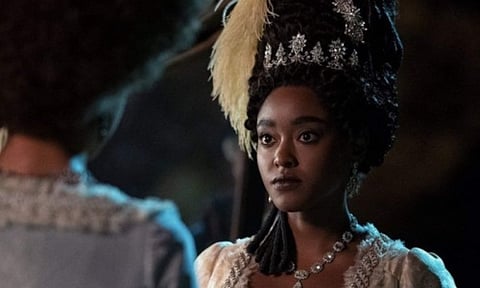 Lady Agatha Danbury's first look from Queen Charlotte out