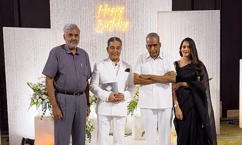 M Saravanan, M S Guhan and Aruna Guhan wish Kamala Haasan on his birthday