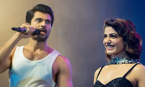 Vijay Devarakonda and Samantha from the Kushi music concert