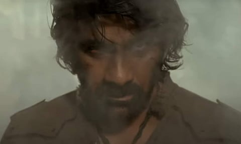 Ravi Teja in a still from Tiger Nageshwara Rao