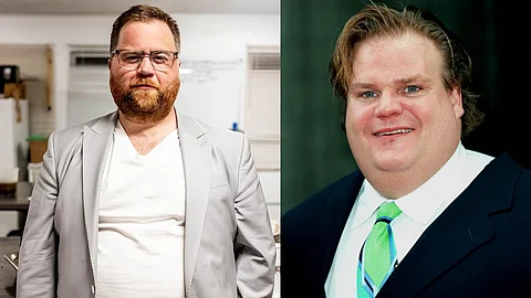 Paul Walter Hauser (left), Chris Farley (right)