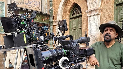 Santosh Sivan on the set of  Lahore 1947