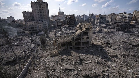 A ravaged city of Gaza caused by Israeli airstrikes