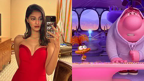 Ananya Panday (left) and a poster of Inside Out 2
