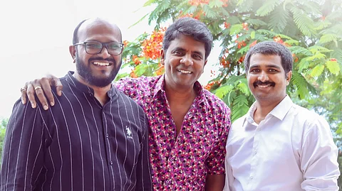 Satyam Rajesh (C) with Polimera 3 makers