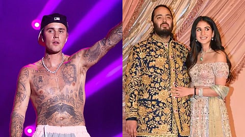 Justin Bieber and Anant Ambani and Radhika Merchant