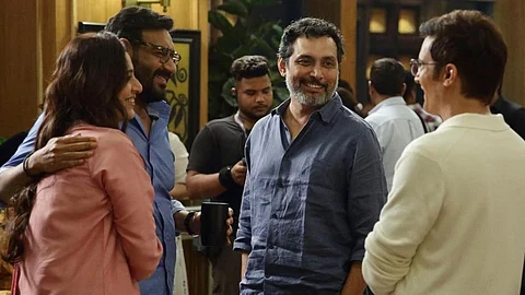 Neeraj Pandey (centre) on the sets of the film along with Ajay Devgn, Tabu and Jimmy Sheirgill