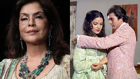 Zeenat Aman and Zeenat and Rajesh Khanna's still from Ajanabee (1974)