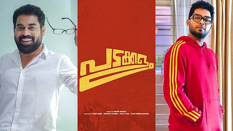 Suraj Venjaramoodu (L). Poster of Padakkalam. Sharaf U Dheen 