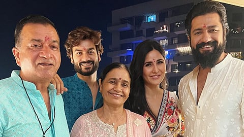 (from left) Father Sham Kaushal, brother Sunny Kaushal, mother Veena Kaushal, wife Katrina Kaif and Vicky Kaushal