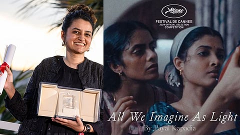 Payal Kapadia and the poster of All We Imagine As Light  