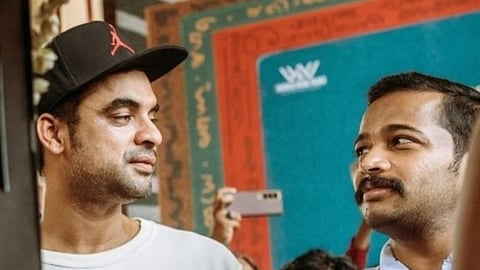 Tovino Thomas and Basil Joseph at the switch-on ceremony of Marana Mass