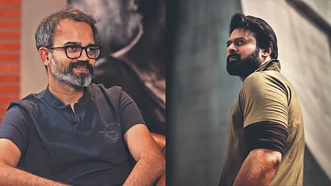 Prashanth Neel (L) and a still from Salaar: Part 1