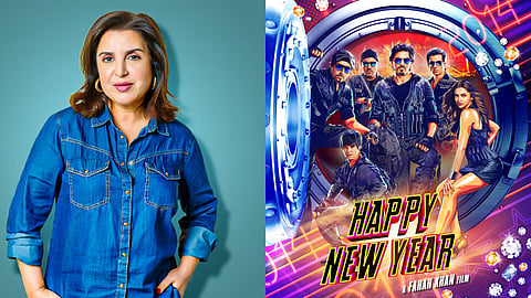 Farah Khan and the poster of Happy New Year