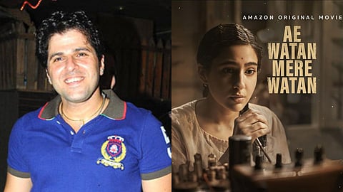 Bakhtiyar Irani and the poster of Ae Watan Mere Watan