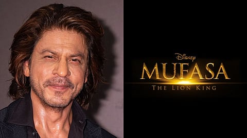 Shah Rukh Khan (L) and the poster of Mufasa: The Lion King (R)