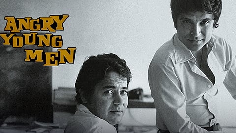 Angry Young Man poster featuring Salim Khan (L) and Javed Akhtar (R)