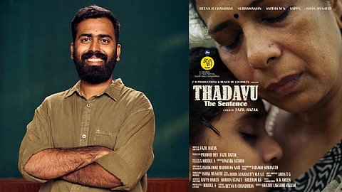 Fazil Razak (L), Poster of Thadavu (R)