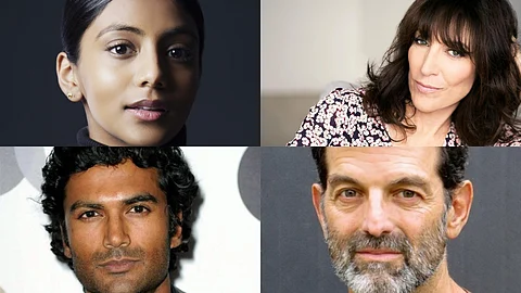 (Clockwise from top left) Charithra Chandran, Katey Sagal, Mark Harelik, and  Sendhil Ramamurthy