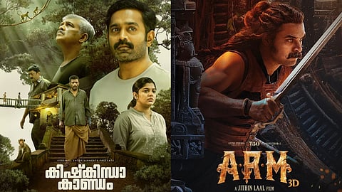 Poster of Kinkindha Kaandam (L), Poster of Ajayante Randaam Moshanam (R)