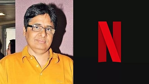 Vashu Bhagnani (left) and the Netflix logo
