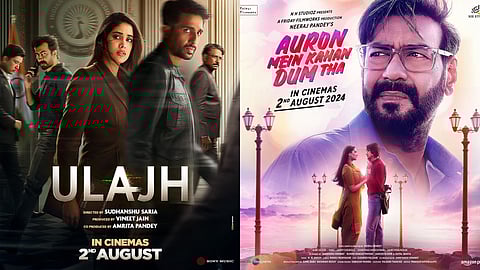 A poster from Ulajh (left) and a poster from Auron Mein Kahan Dum Tha