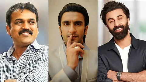 Koratala Siva (L), Ranveer Singh (M) and Ranbir Kapoor (R)