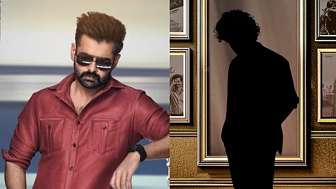 Ram Pothineni (L) and New film poster (R)
