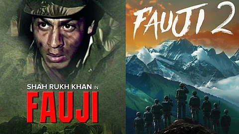 Shah Rukh Khan in Fauji poster (L) and Fauji 2 poster (R)