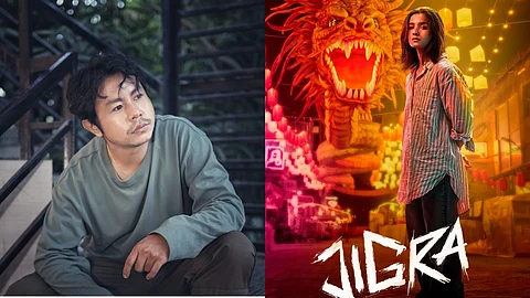 Bijou Thaangjam (L) and the poster of Jigra (R)