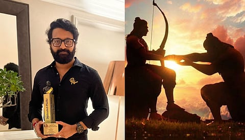 Rishab Shetty (L) and Jai Hanuman poster (R)
