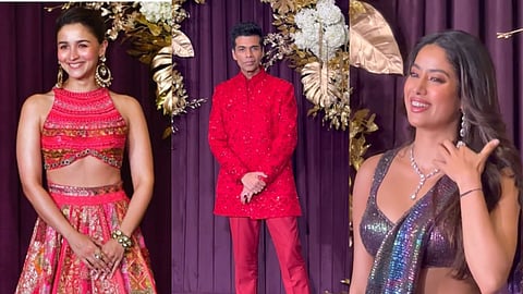 Alia Bhatt, Karan Johar and Janhvi Kapoor at the party