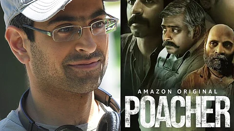 Richie Mehta (left) and a poster from Poacher