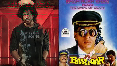 Shah Rukh Khan (left) and a poster from Baazigar