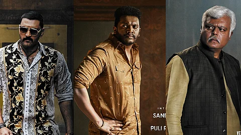 Character posters of Ajay, Sandeep Raj and Sharath from Bhairavam