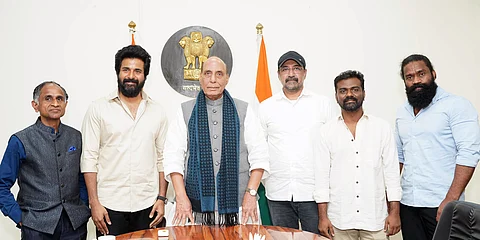 Defence Minister Rajnath Singh congratulates the team behind Amaran