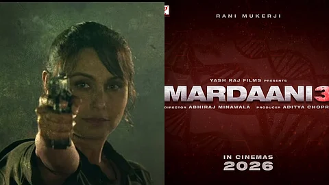 Rani Mukerji in Mardaani (left) and a poster from Mardaani 3